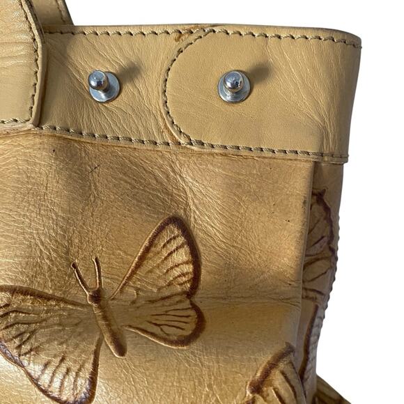 Mario Hernandez Mariposa Butterfly Embossed Soft Yellow Large Shoulder Bag - Picture 7 of 13